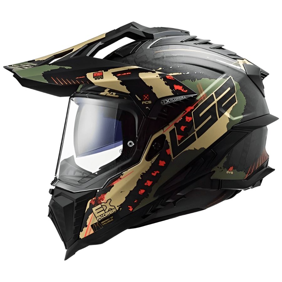 Capacete LS2 MX701 Explorer C Extend Cross/Off - Road - Verde Militar Fosco