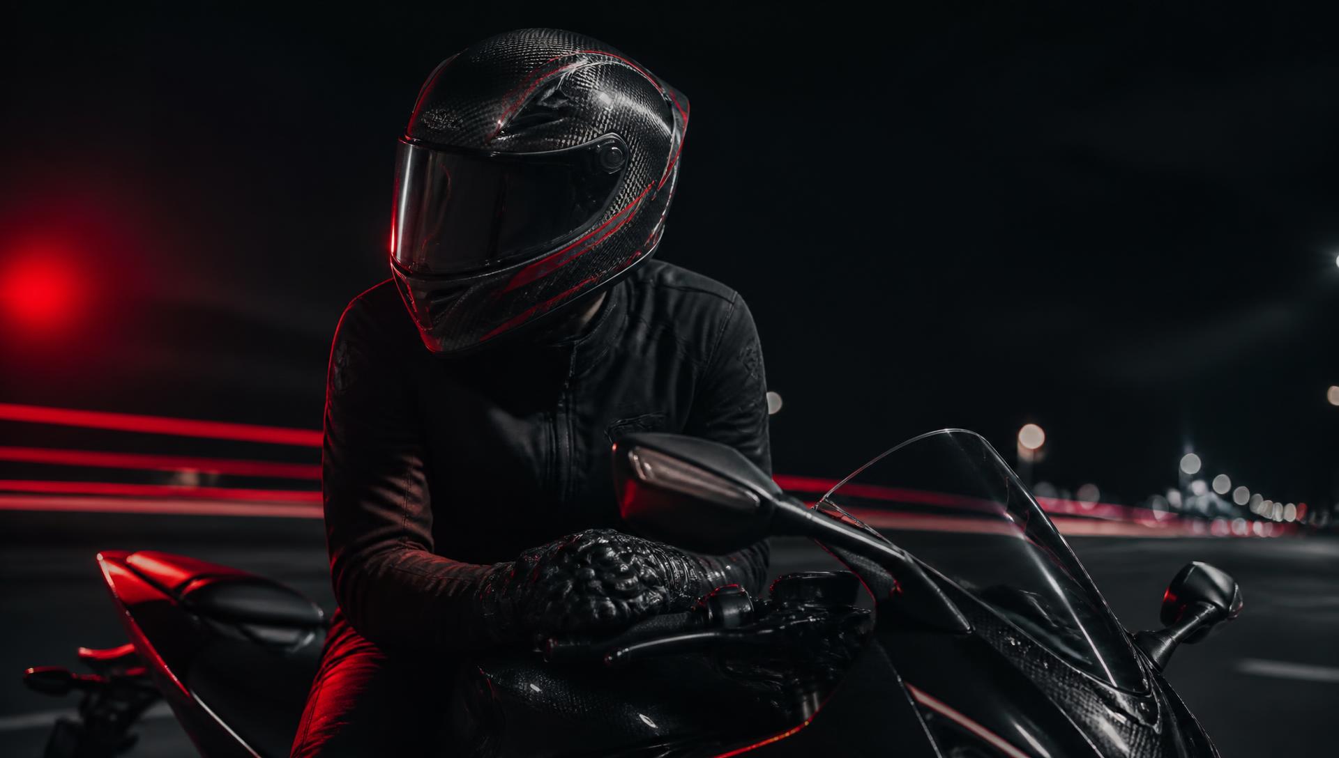 Motociclista usando capacete esportivo